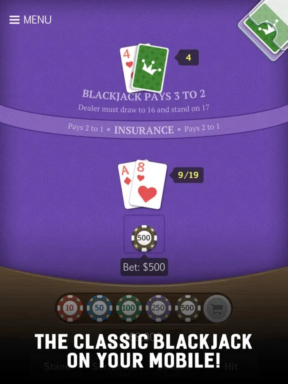 Tangkapan skrin Royal Blackjack Casino 21 iPad 