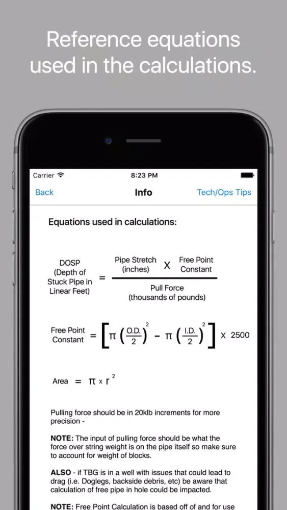 ภาพหน้าจอของ Stuck Tubing Calc