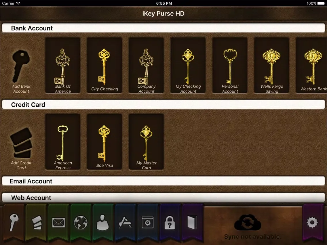 iKeyPurse HD Lite iPad  Screenshots