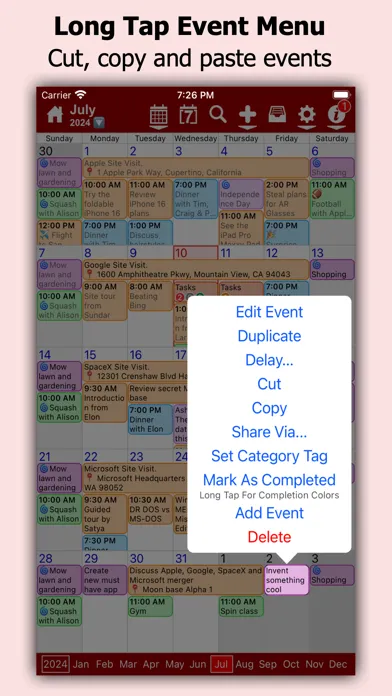 Capturas de tela do myCal PRO Planner