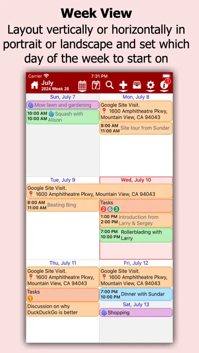 Capturas de tela do myCal PRO Planner