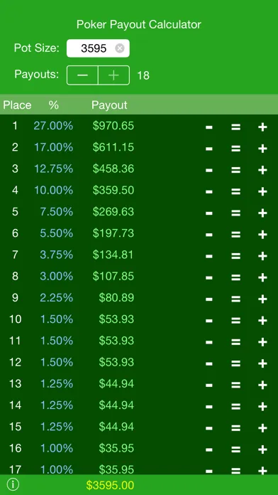 Poker Payout Calc سکرین شاٹس