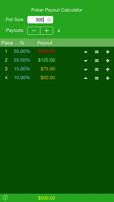 Poker Payout Calc سکرین شاٹس