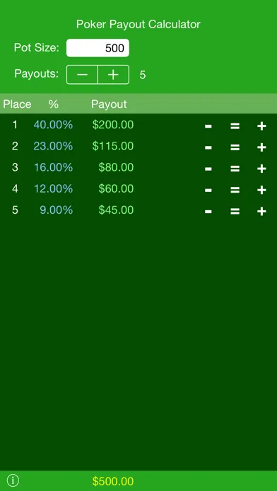 Poker Payout Calc سکرین شاٹس