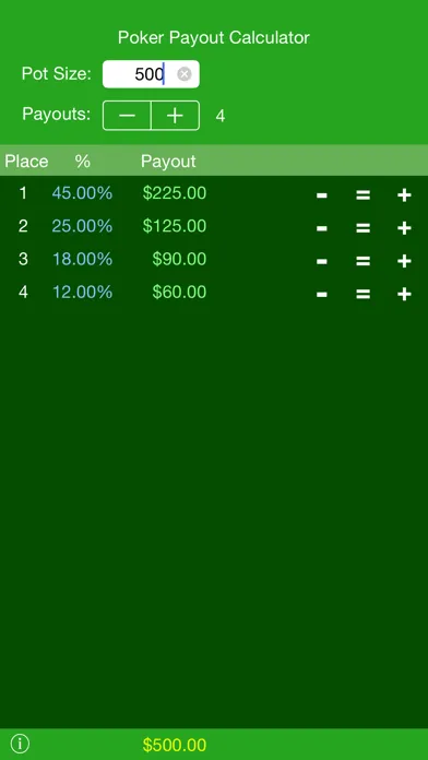 Poker Payout Calc سکرین شاٹس