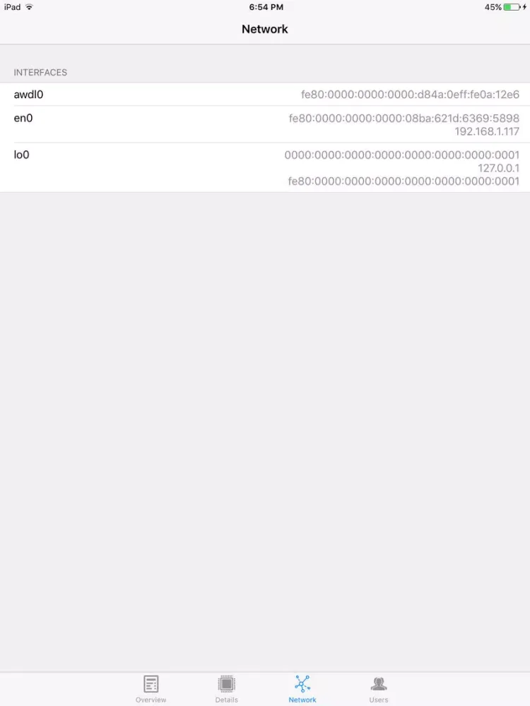 System Information and Statistics iPad  Screenshots