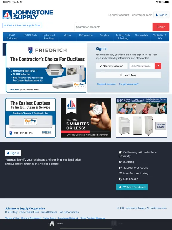 Johnstone Supply HVACR iPad  Screenshots