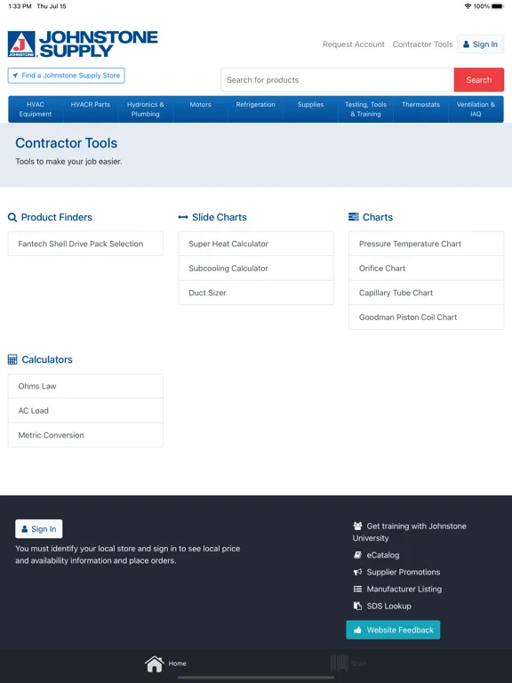 Johnstone Supply HVACR iPad  Screenshots
