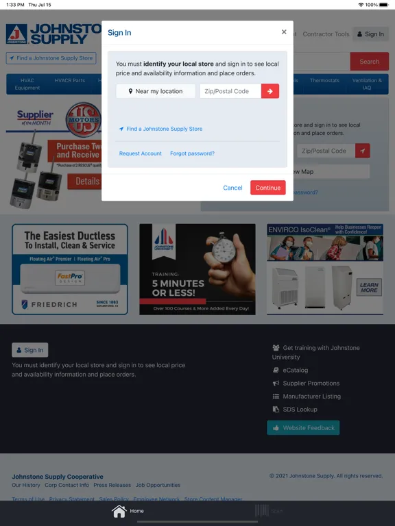 Johnstone Supply HVACR iPad  Screenshots