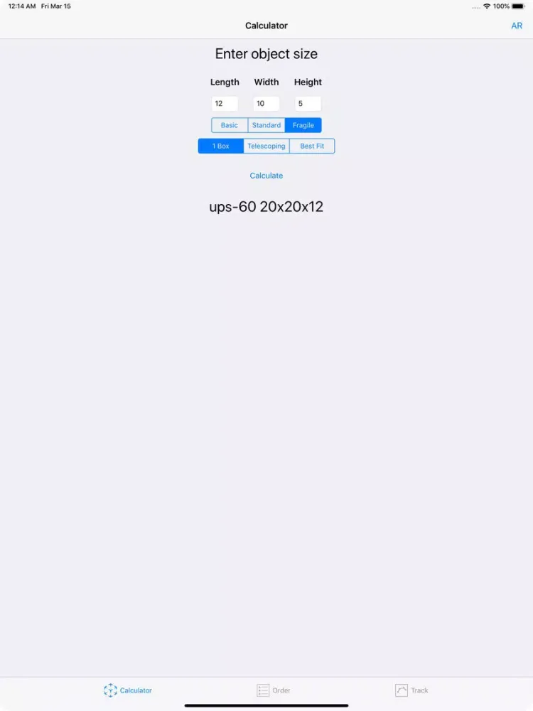 صور Packing Box Calculator iPad 