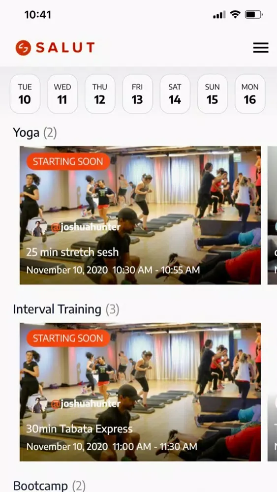Salut: live fitness classes স্ক্রিনশট