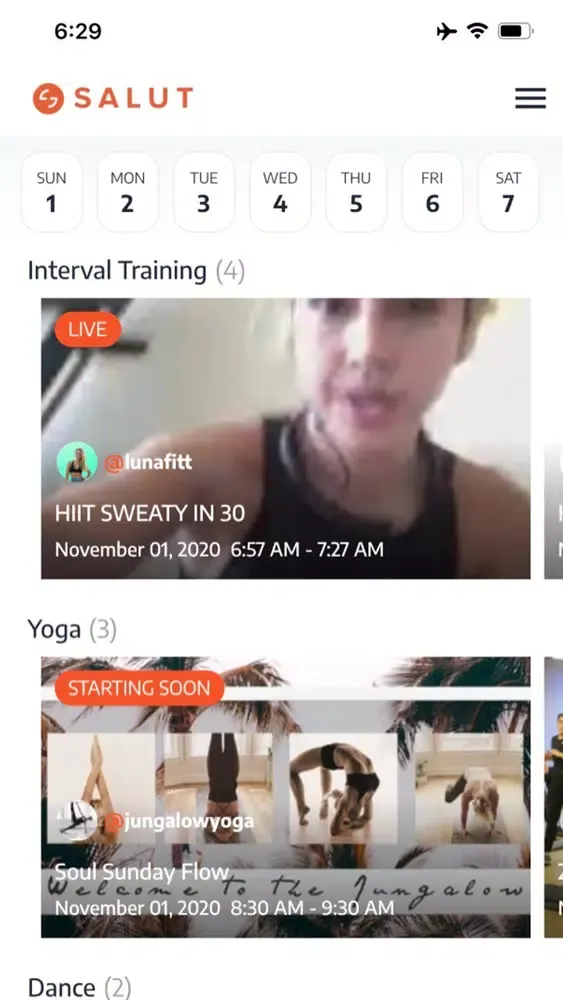 Salut: live fitness classes স্ক্রিনশট