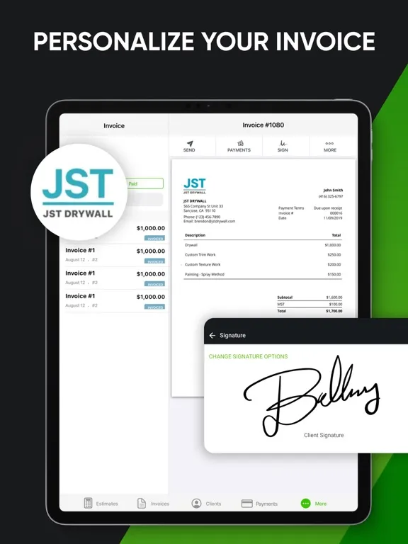 Capturas de tela do Joist: Invoice for Contractors iPad 
