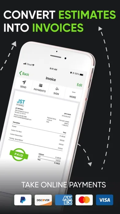 Capturas de tela do Joist: Invoice for Contractors