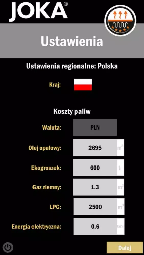 Kalkulator ogrzewania Joka Ekran Görüntüleri