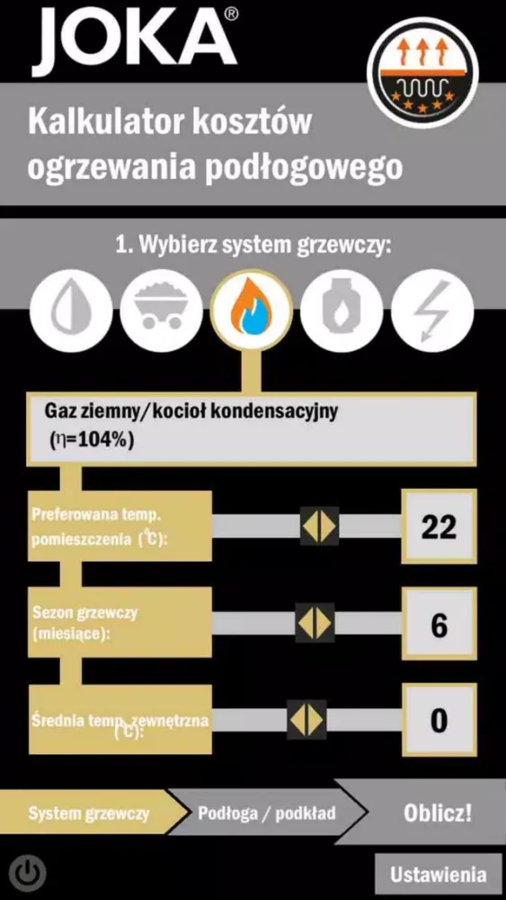 Kalkulator ogrzewania Joka Ekran Görüntüleri