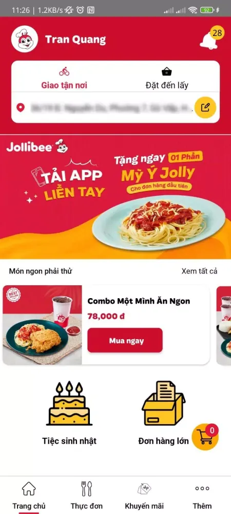 Screenshot di Jollibee Vietnam