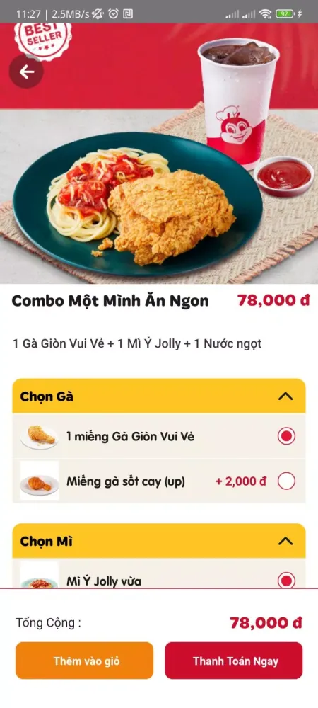 Screenshot di Jollibee Vietnam