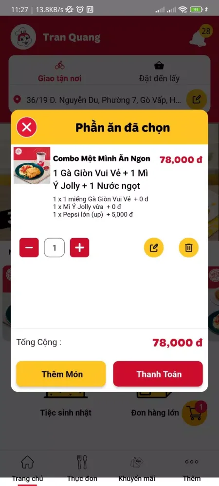 Screenshot di Jollibee Vietnam