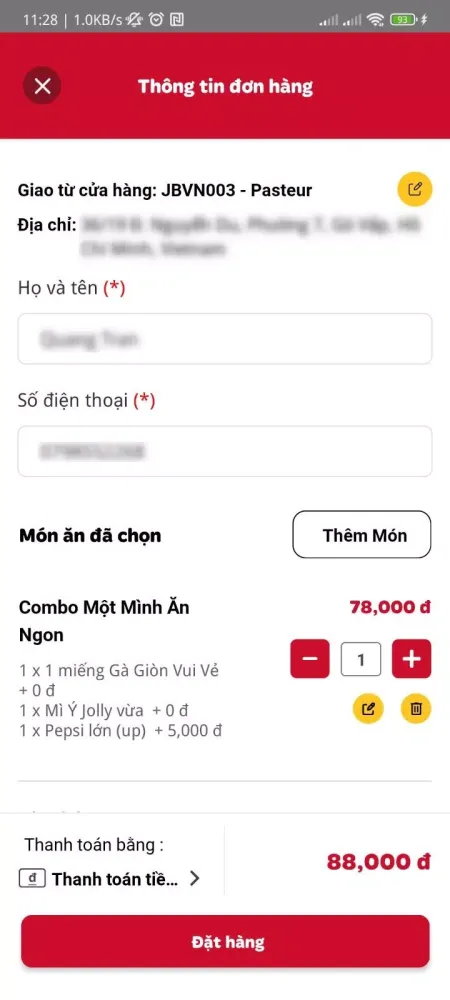 Screenshot di Jollibee Vietnam