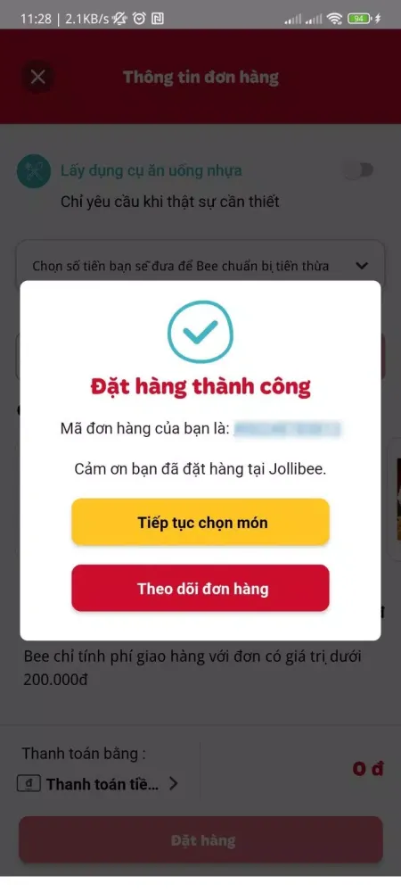 Screenshot di Jollibee Vietnam