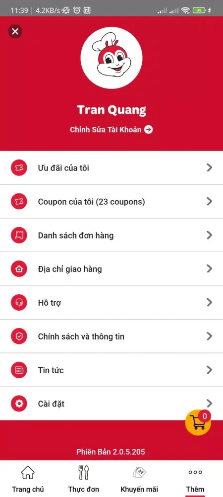 Screenshot di Jollibee Vietnam