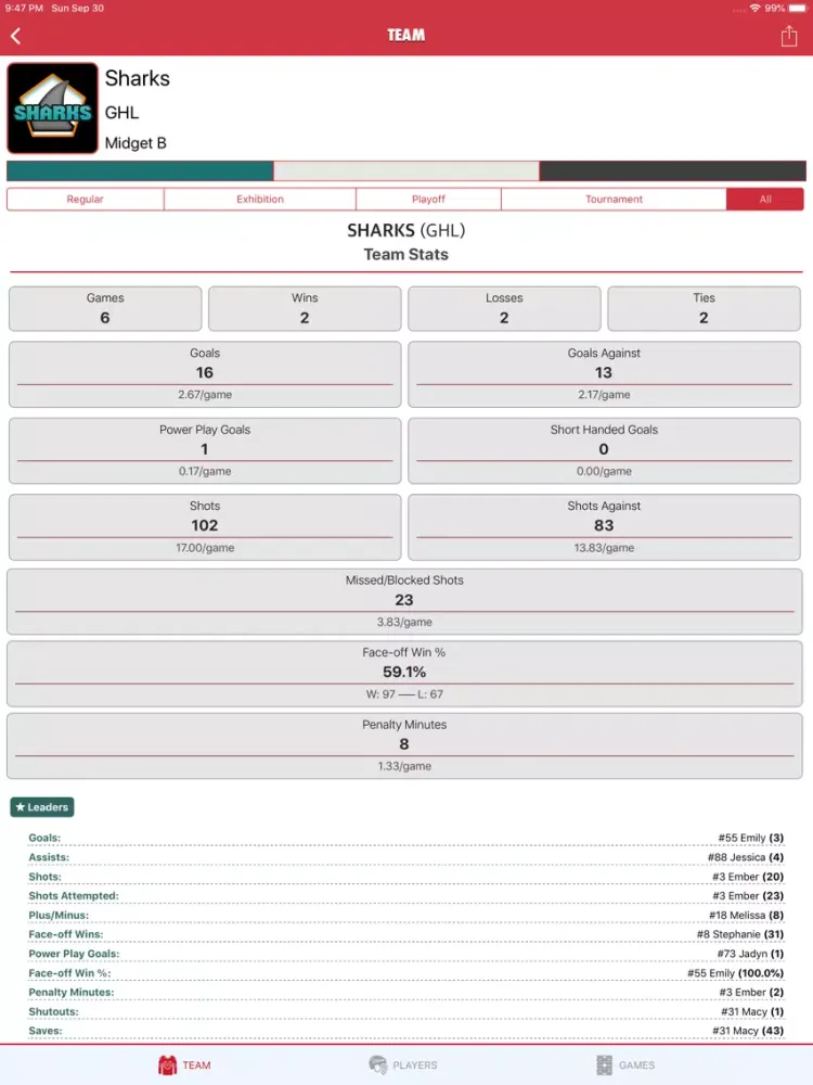 Goaliath Hockey Stats Tracker iPad  Ekran Görüntüleri