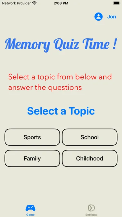 Jon’s MS Memory Quiz Screenshots