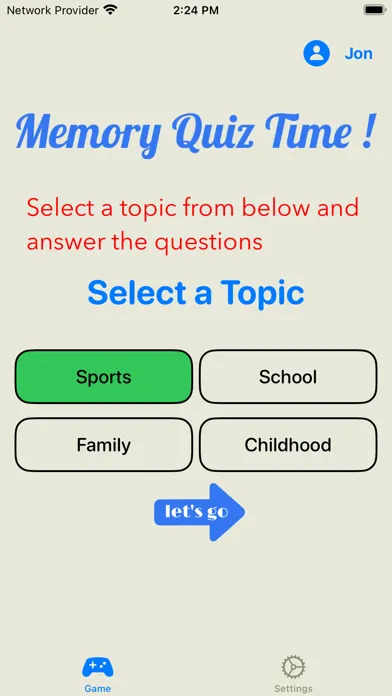Jon’s MS Memory Quiz Screenshots