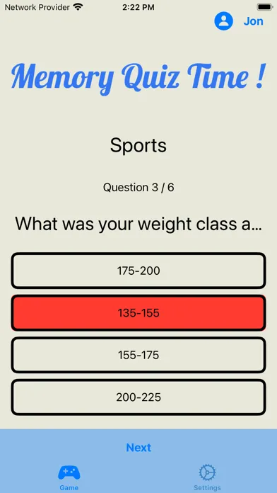 Jon’s MS Memory Quiz Screenshots