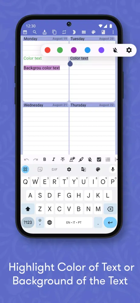 Weekly Planner Screenshots