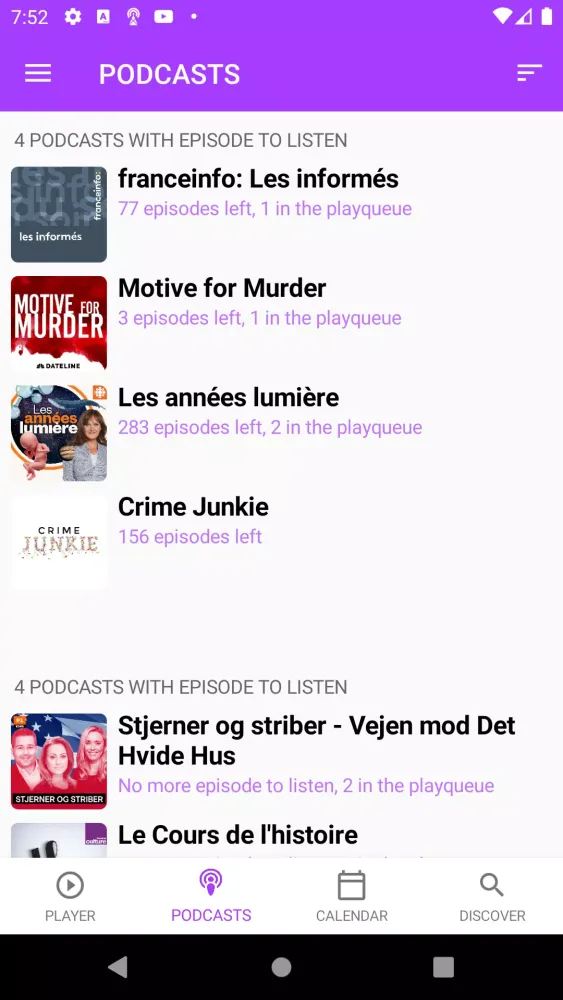 Capturas de tela do Podcasts Player and tracker