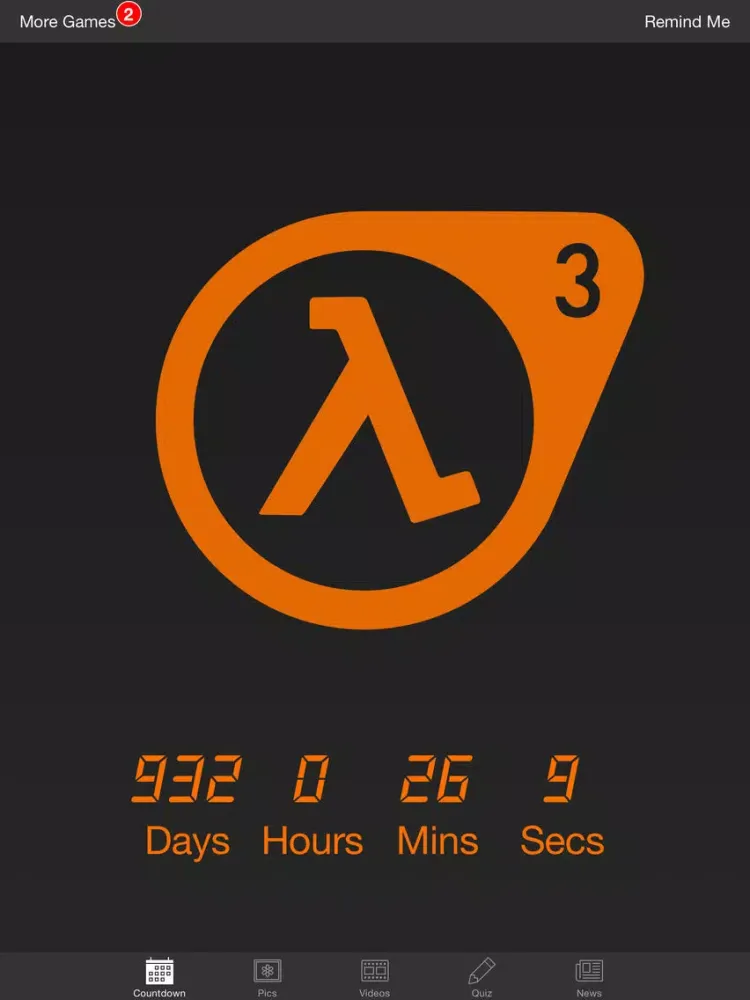 Countdown - Half-Life 3 Edition iPad 應用截圖