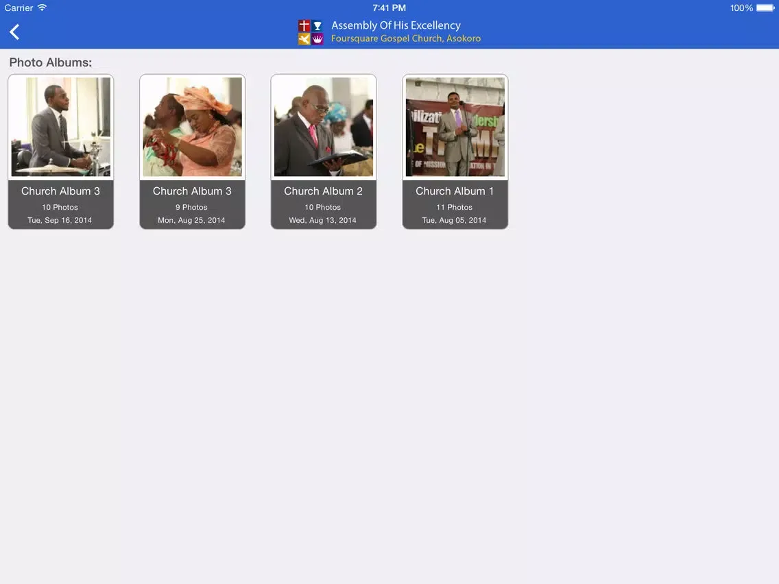 Tangkapan layar 4SQA - Assembly Of His Excellency, Foursquare Gospel Church, Asokoro - Nigeria iPad 