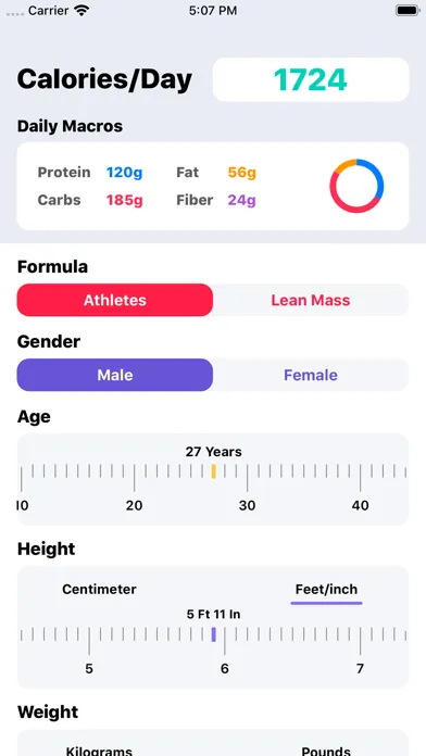 Tangkapan skrin IIFYM Macro/Calorie Calculator