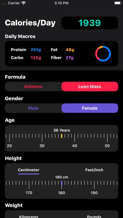Tangkapan skrin IIFYM Macro/Calorie Calculator