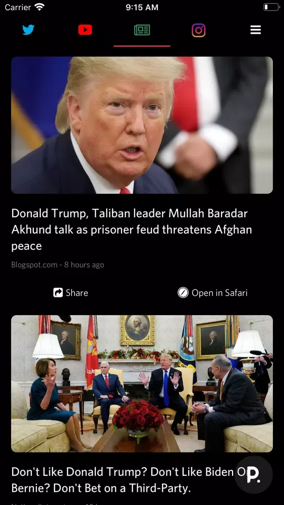Capturas de pantalla de Politics: Bernie, Trump, Obama