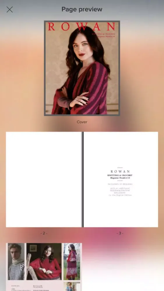 Capturas de tela do Rowan Yarns Magazine
