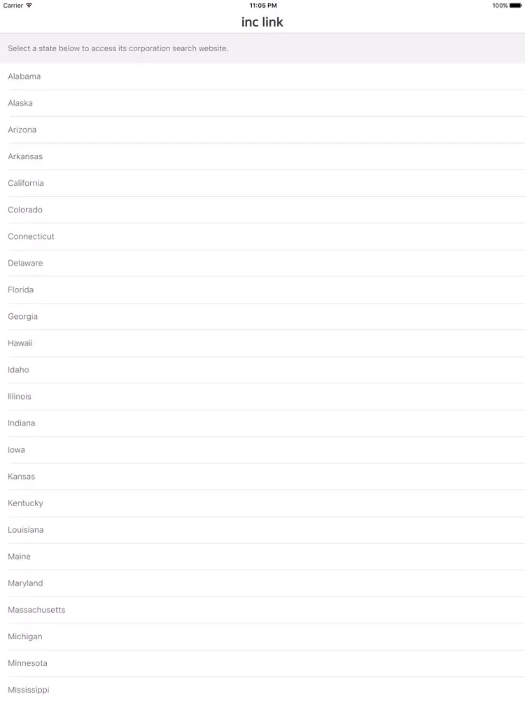 corporation search -- inc link iPad  Ekran Görüntüleri