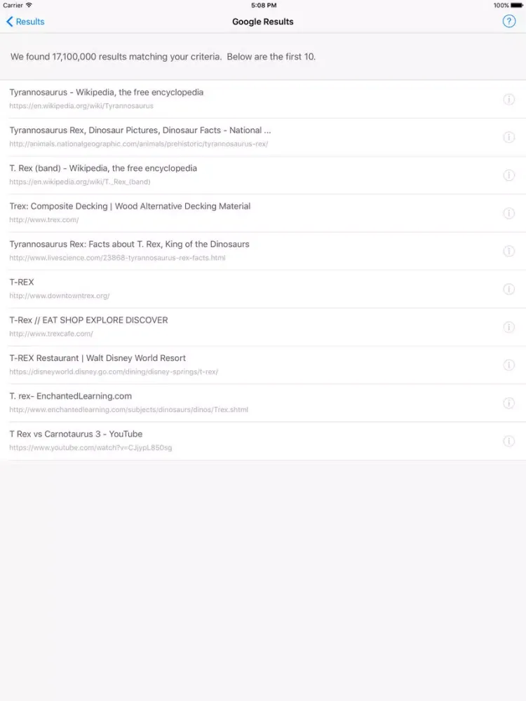 TM-rex - trademark search of USPTO database, Google, and GoDaddy iPad 应用截图