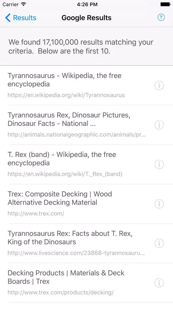 TM-rex - trademark search of USPTO database, Google, and GoDaddy应用截图