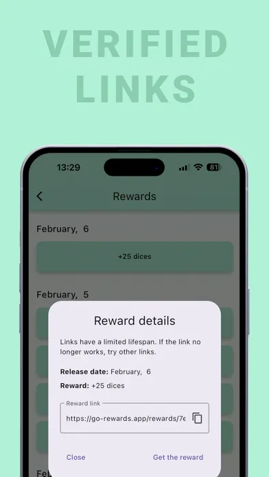Tangkapan layar Go'Rewards - Dice & Events