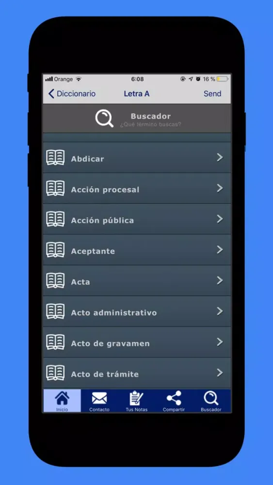 Capturas de tela do LegalApp Diccionario Jurídico
