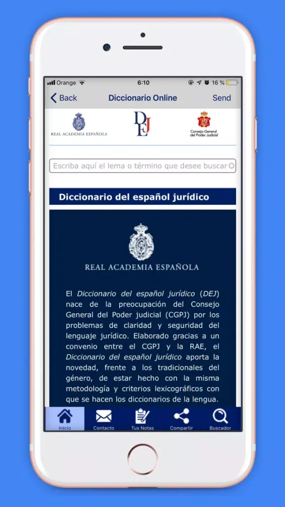Capturas de tela do LegalApp Diccionario Jurídico