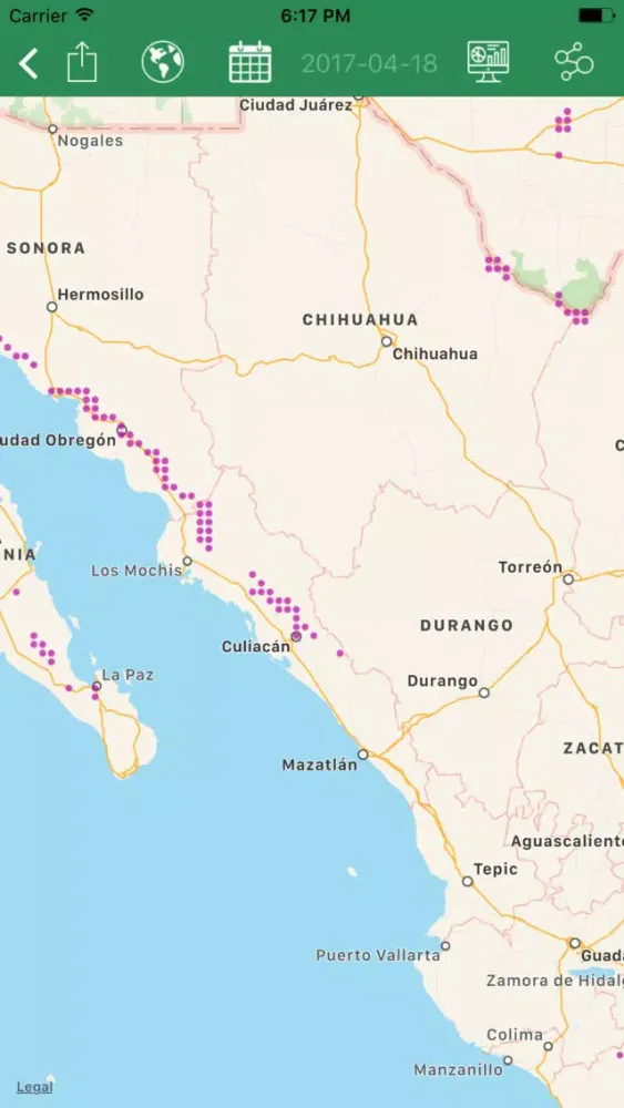 Screenshot di alerMAP Roya Trigo