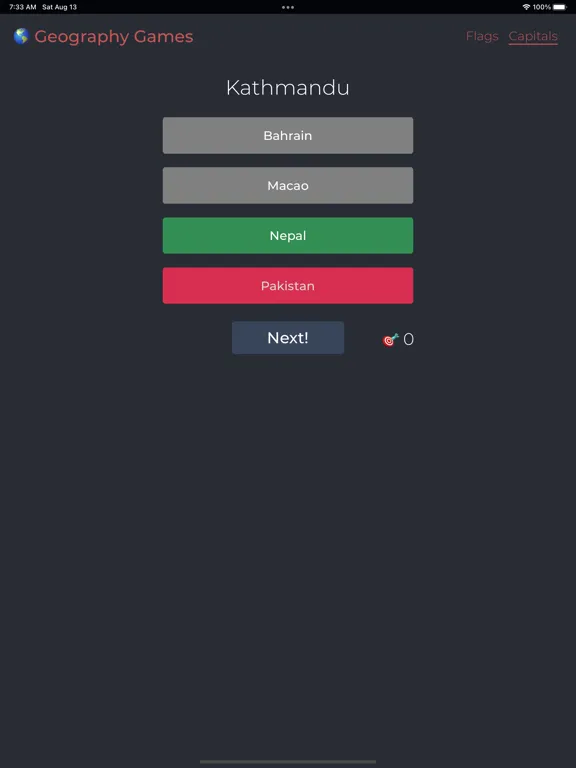 Flag and capital iPad 应用截图