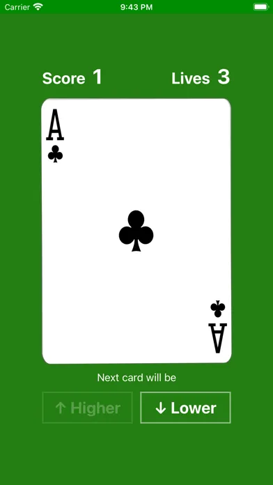 Higher or Lower card game easy Screenshots