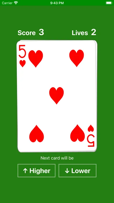 Higher or Lower card game easy Screenshots