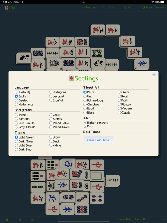 Mahjong solitarie classic game iPad 應用截圖