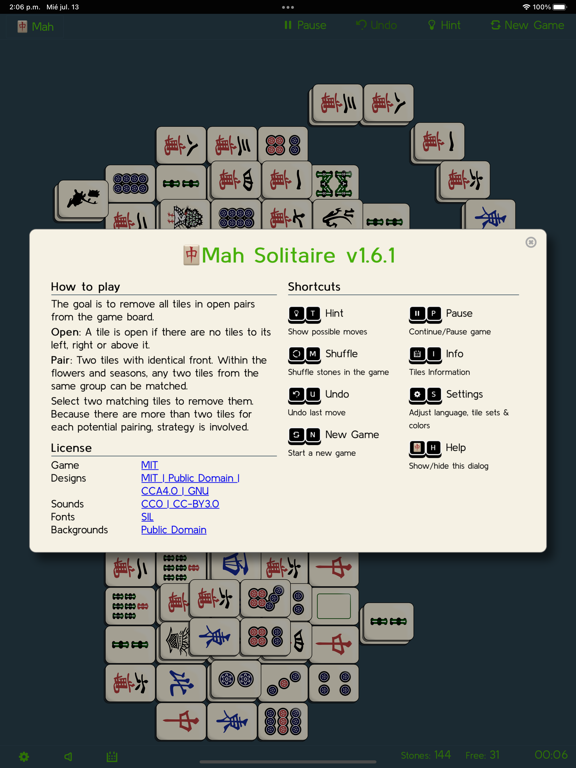 Mahjong solitarie classic game iPad 應用截圖
